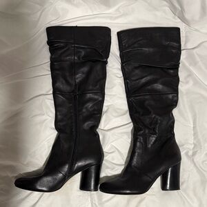 Tahari Black Knee-High Leather Boots